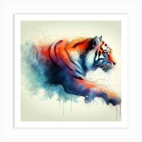 Tiger Watercolor Painting 2 Art Print