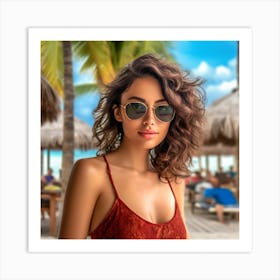 Beautiful Woman On The Beach Art Print