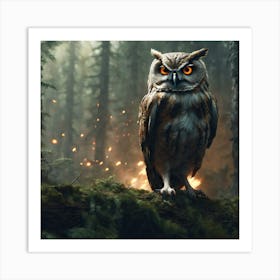 Owl In The Forest 101 Art Print