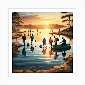 Campers At The Lake Art Print