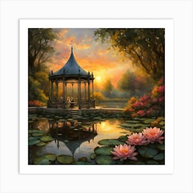 Gazebo At Sunset 1 Art Print