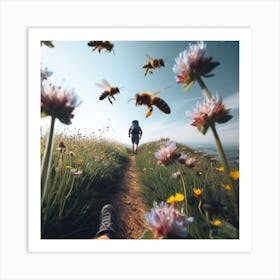 Bees In The Meadow 1 Art Print