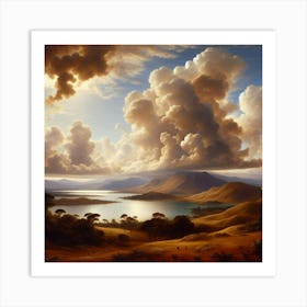 Cloudy Sky Over A Lake Art Print