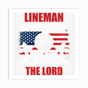 Lineman American Flag Lineman Gift Art Print