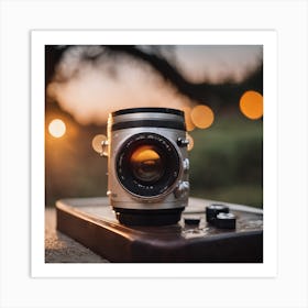 Sunset With A Camera Art Print