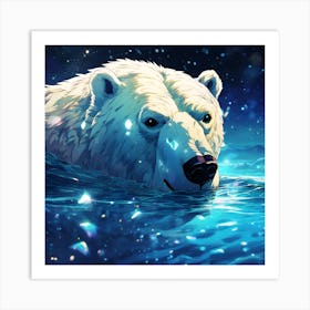 Swimming in Arctic Waters, Polar Bear Art Print