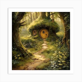 Enchanted Forest Cozy Cottage Wall Art Print. Art Print