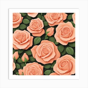 Seamless Pattern Of Roses Art Print