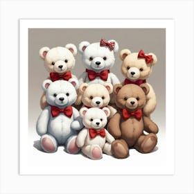 Family Of Teddy Bears Art Print