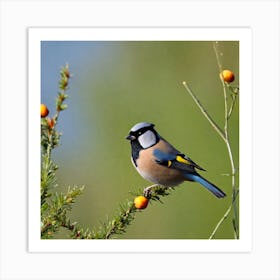 Tit on branch Art Print