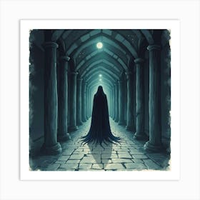 Horror Figure In A Watercolor Dark Labyrinth 1 Art Print