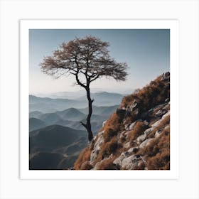 Lone Tree On A Cliff Art Print