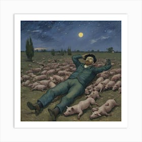 Pigs In The Field Art Print