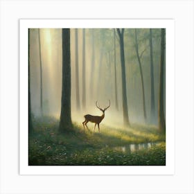 Deer In The Forest art print 7 Art Print