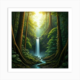 Waterfall In The Forest Art Print