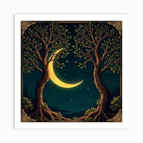 Moon And Forest Style William Morris2 Art Print (7) Art Print