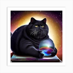 Black Cat With Crystal Ball 2 Art Print