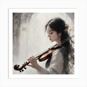 Korean Girl Playing Violin Art Print