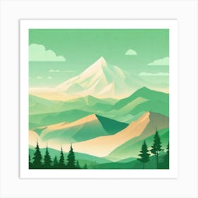 Misty mountains background in green tone 59 Art Print