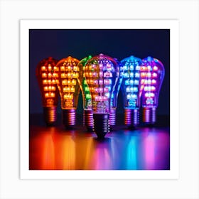 Stockcake Colorful Light Bulbs 1719803155 Art Print