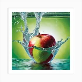 Apple Splashing Water 1 Art Print