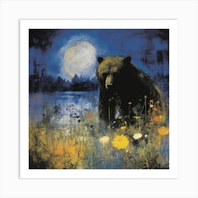 Bear In The Moonlight Art Print