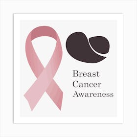 Women Breast Cancer Awareness background with brassiere Calligraphy in Pink Ribbon international symbol for month October suitable for clipart and poster and wall art 1 Art Print