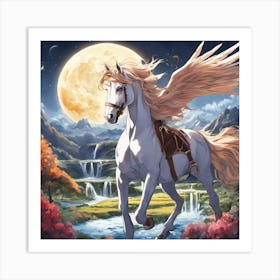 White Horse With Wings Art Print