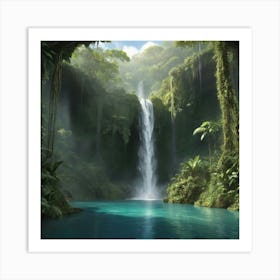 Waterfall In The Jungle paintings art print 8 Art Print