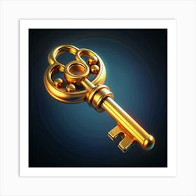 A Golden Key With Ornate Design Art Print