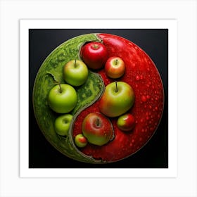 Firefly Yin Yang Harmony Of Red And Green Apples 37995 Art Print