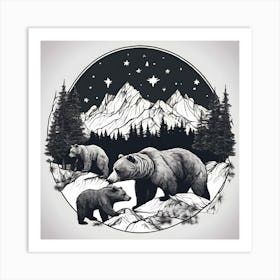 Bears In The Mountains Art Print