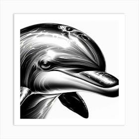 Dolphins In Black And White Art Print