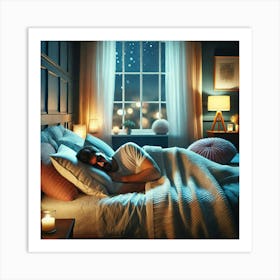 Man Sleeping In Bed Art Print