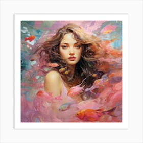 Girl With Fish Art Print