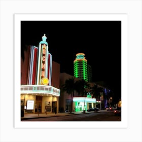 Hollywood Theatre At Night 1 Art Print