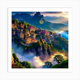 Village In The Clouds Art Print