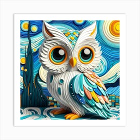 Starry Night Owl 2 Art Print