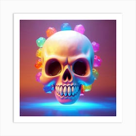 Skull With Colorful Beads Art Print