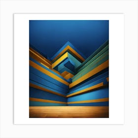 Abstract Blue And Yellow Art Print