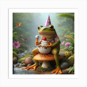 Frog In Birthday Hat 1 Art Print