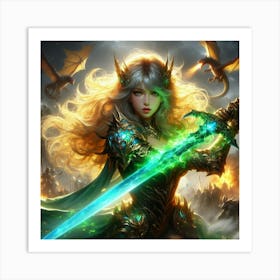 Woman Holding A Sword Art Print