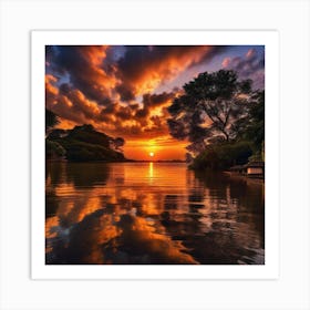Sunset Over The River 5 Art Print