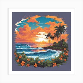 Sunset At The Beach 1 Art Print