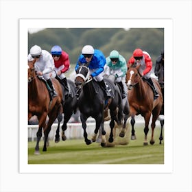 Jockeys Racing Horses 8 Art Print