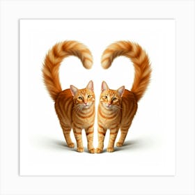 Two Cats In A Heart Shape Art Print