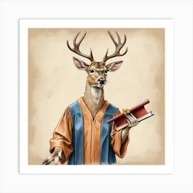 Deer In Robes 1 Art Print