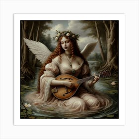 Angel With A Mandolin Art Print