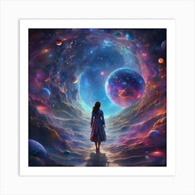 Girl In Space Art Print