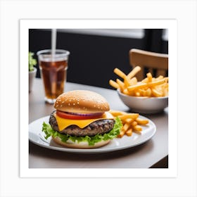 Hamburger And Fries 8 Art Print